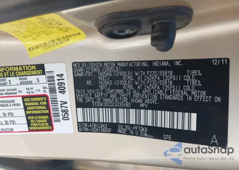 2012 Toyota Sienna Xle 7 Passenger from USA, damaged, VIN 5TDDK3DC0CS035480